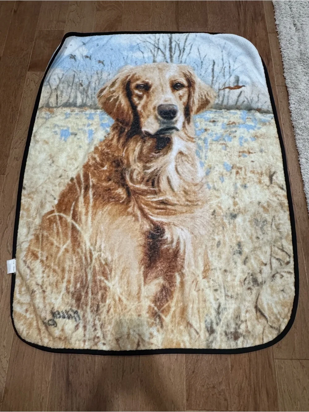 Vintage Jim Killen Golden Retriever Plush Throw Blanket Miss Lucy